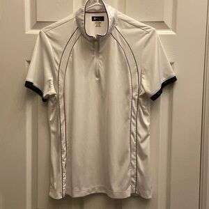 Greg Norman- ladies xl golf shirt- WhT/blk/purple